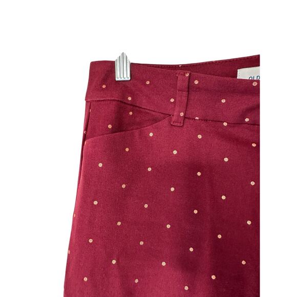 Old Navy Burgundy Rose Gold Polka Dot Mid-Rise Pixie Ankle Pants Size 4 Tall - Picture 7 of 14